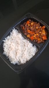émincé de bœuf et riz blanc