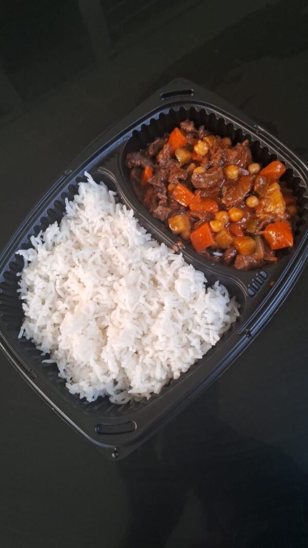 émincé de bœuf et riz blanc